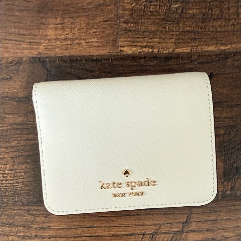Kate Spade Ivory Card Holder with Gold Accents